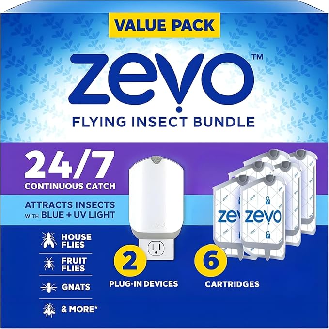 Zevo Flying Bug Trap Value Pack 2 Devices and 6 Replacement Cartridges
