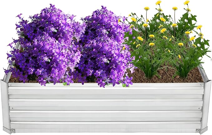 Raised Garden BedGalvanized Raised Beds for Gardening6ft x 3ft Outdoor Metal Raised Bed Planter Boxes Kit for VegetablesFlowers Herbs