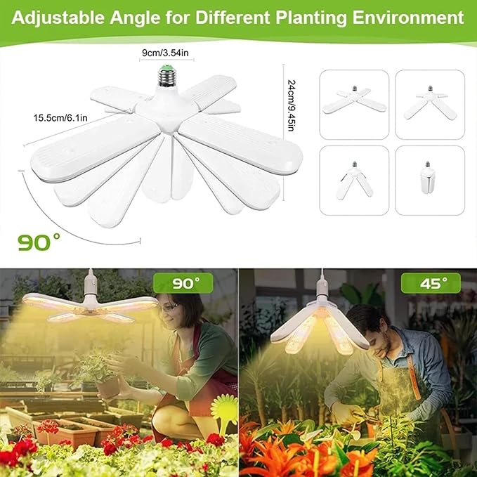 LED Grow Light Full Spectrum SMD2835 Bulb E27 Foldable Phyto Lamp Indoor Hydroponics Cultivation Lamp for Greenhouse Vegetable Grow TentWhite