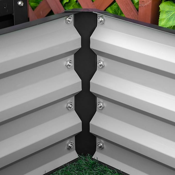 2 Piece Galvanized Raised Garden Bed 2' x 2' x 1' Metal Planter Box for Growing Vegetables Flowers Herbs Succulents Gray