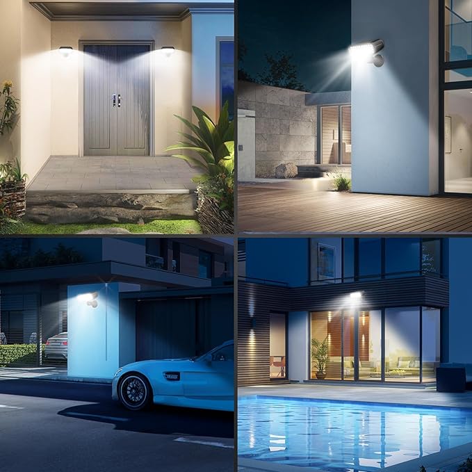 Solar Lights Outdoor 3 Modes Motion Sensor Wall Light Fixtures with Super Bright 5050 SMD LEDs / 180°Adjustable Security Lights Outdoor IP67 Waterproof for Garden Patio Yard 2 Pack