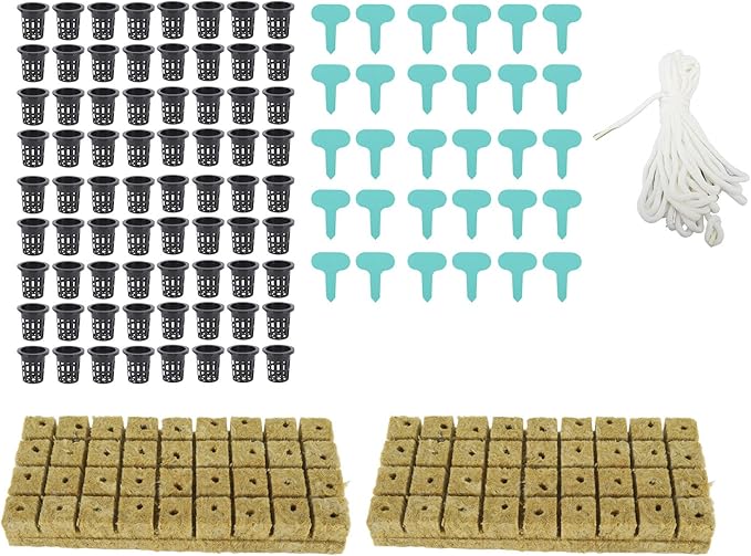 72 Set 1 Inch Rockwool Cubes with 2 Inch Net Pots for Hydroponics Growing System Hydroponics Mesh Net Cup Kit for Home Multifunctional Accessory for Home Use