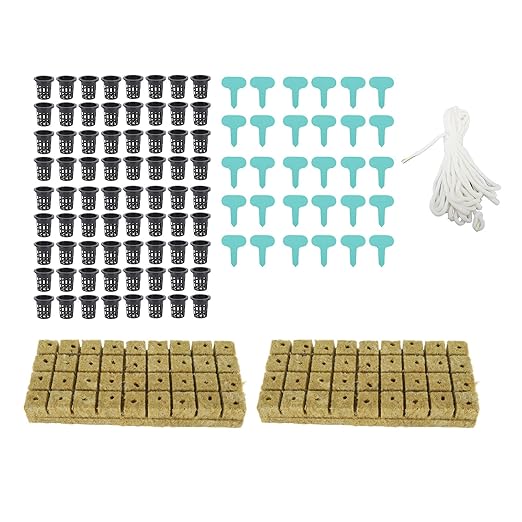 SUNGOOYUE Rockwool Cubes with Net Pots 72 Set Hydroponics Kit 1 Inch Basalt Fiber Grow Cubes and 2 Inch Slotted Mesh Cups for Home Soilless Gardening