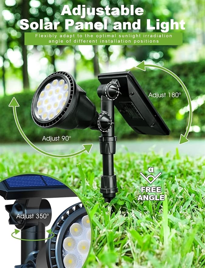 Solar Spot Lights Outdoor2.5W Solar Panel and Bright 2 in 1 Waterproof Solar Powered Landscape Spotlights Wall Light for Garden Patio Yard Flag Pole PoolWarm Light6 pcs (White Light 6 pcs)