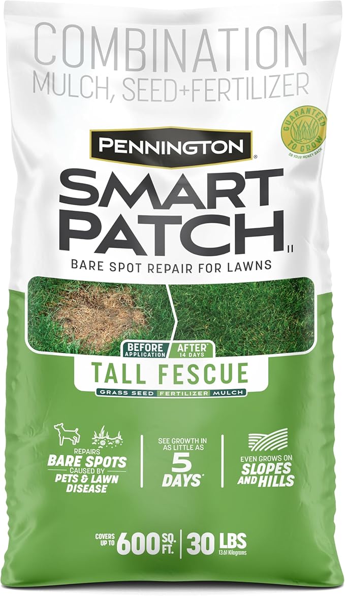 Pennington Smart Patch Tall Fescue 30lb 600 sq. ft. Grass Seed Bare Spot Repair with Mulch and Fertilizer
