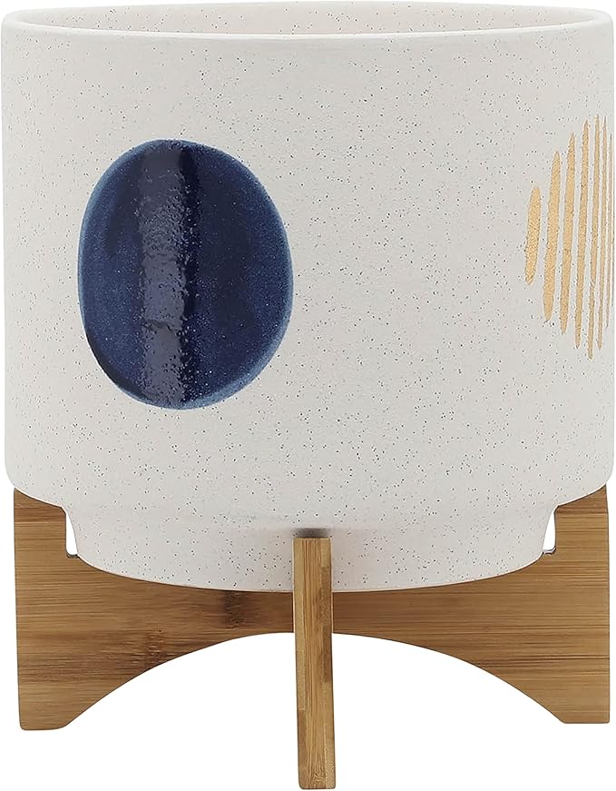 10 Funky Planter W Stand White