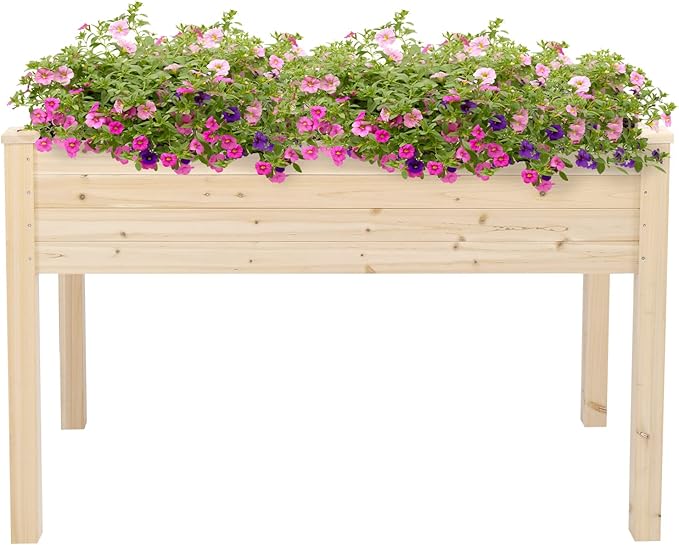 Vasitelan 47x22x30in Raised Garden Bed Elevated Wood Planter Box Stand for Backyard Patio Balcony