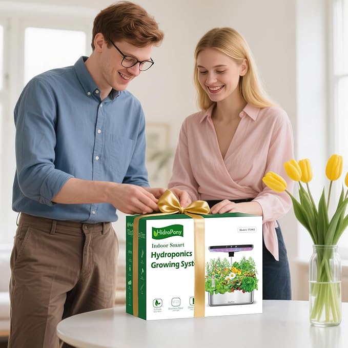 Stainless Steel Hydroponics Growing System kit Indoor Garden: 15 Pods Herb Garden with 24W Full Spectrum Grow Light Hydroponic Gardening System with Silent Pump Planting Height Up to 19.7 (Sliver)