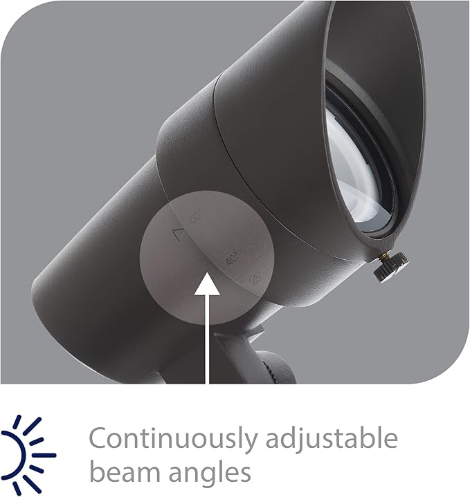 WAC Landscape Lighting LED 12V Medium Size Accent Light with Adjustable Beam Angle and Integral Brightness Control 50-1300 Lumens 3000K Warm White Built-in LED in Black