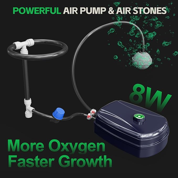 SPECILITE DWC Hydroponics Grow System with Top Drip Kit 7 Gallon 2 Buckets Deep Water Culture Recirculating Drip Garden System with Plant Stand with Wheels Air Pump Air Stone Air Hose