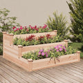 Garden Raised Bed Natural Solid Fir Wood 47.2x47.2x22.0 in Square Planter Box for Outdoor Plants Easy Assembly Gardening