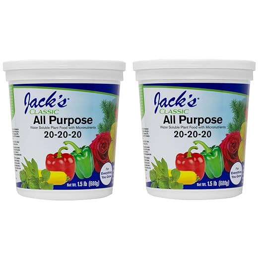 Jack's Classic 20-20-20 All Purpose Water-Soluble Fertilizer with Micronutrients to Provide General Growth on All Plants 1.5lbs 2 Pack