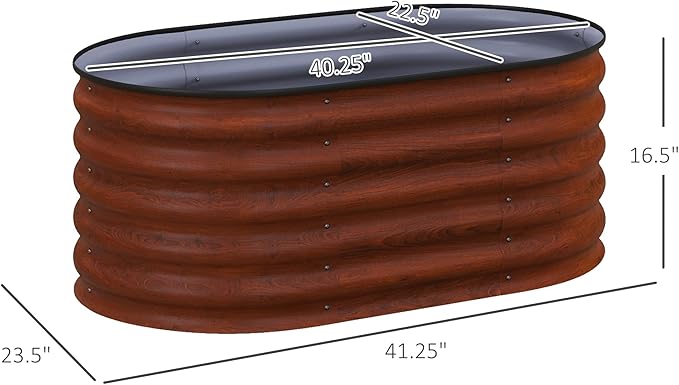 3.5' x 2' x 1.4' Galvanized Raised Garden Bed Kit Outdoor Metal Elevated Planter Box with Safety Edging Easy DIY Stock Tank for Growing Flowers Herbs &amp Vegetables Brown