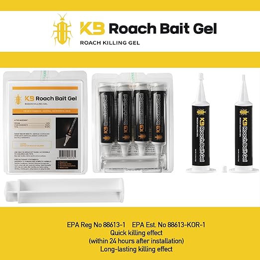 Cockroach Killer Indoor Home Gel (8 PCS) - Combat Gel Alternative with Fipronil 0.05% | Roach Bait Station for Pest Control | 97% Efficacy for American Roaches (99% for German)