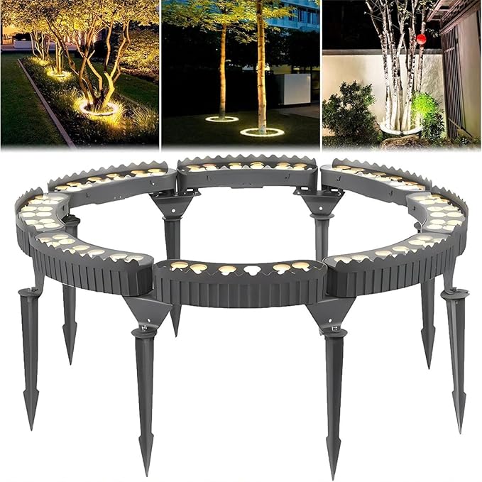 12W LED Ring Landscape Tree Hug Light IP65 Outdoor Waterproof Garden Tree Spotlight AC 220V Landscape Garden Lighting Tree Lamp LED Beam Tree Spotlight(White6PCS)