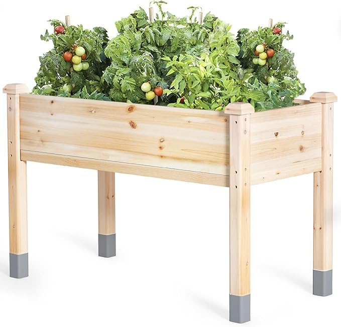 MIXC 331 lb Capacity Wooden Raised Garden Bed with Legs 48x24x31 in. Elevated Reinforced Large Planter Box for Vegetable Flower Herb Outdoors - Beam and Column Structure - Unmatched Strength Outlast