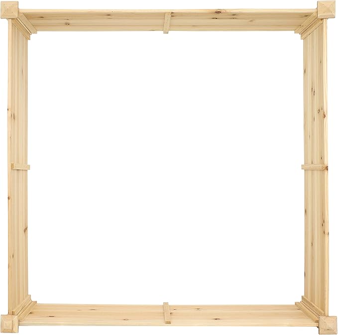 Sunnydaze Square Wood Raised Garden Bed - Outdoor Elevated Planter Box for Flower Vegetable and Herb Gardening - 4’ x 4’