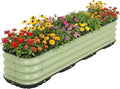 Aoodor Galvanized Raised Garden Bed 63'' Self-Watering Planter Box with Drainage Plug and Water Reservoir for Indoor &amp Outdoor Gardening Self-Watering Pot for Balcony Patio Backyard Green