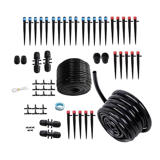 240FT Drip Irrigation System Kit Automatic Garden Watering System for Plant Greenhouse Yard with 1/2 inch 1/4 inch Irrigation Tubing Hose and Accessories