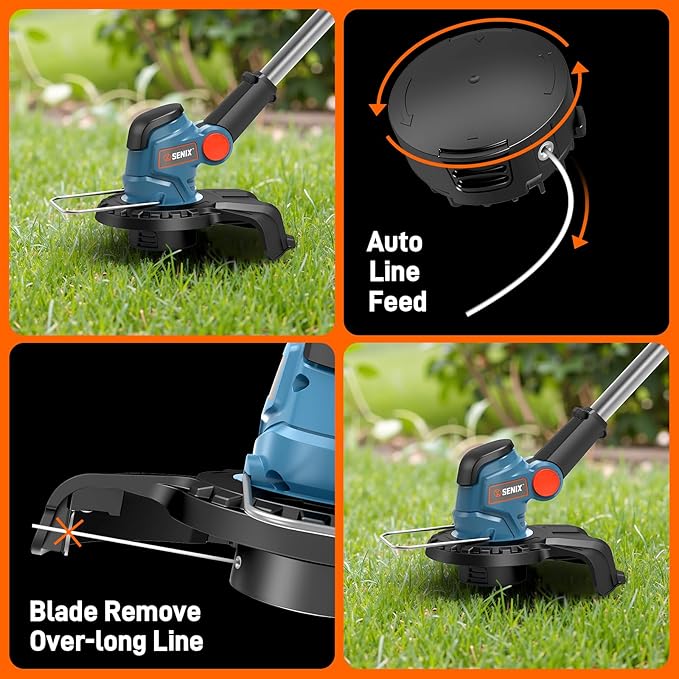 SENIX X2 20 Volt Max* 3-Piece Cordless Power Tool Combo Kit with Battery Powered 10 String Trimmer Variable Speed Leaf Blower 18 Hedge Trimmer Includes 2 Batteries &amp Battery Charger (S2K3B2-0
