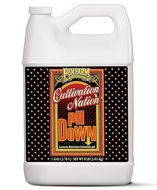 FoxFarm Cultivation Nation pH Down for Plants’ Nutrient Solutions - Formulated with Citric Acid for Adjustment - Ideal for Soil &amp Hydroponics Lowers pH Levels of Nutrient Solution - 1 Gallon