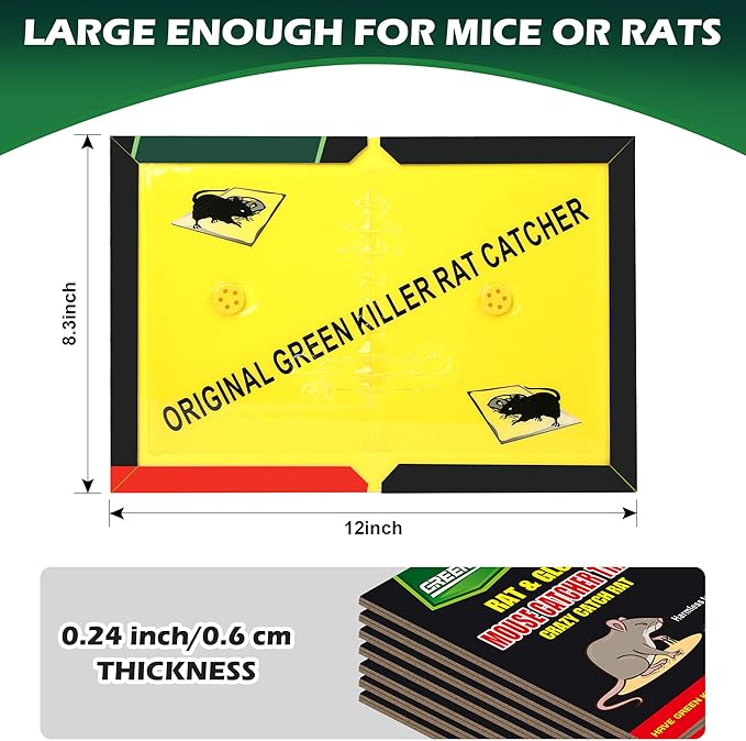 12 Pack Sticky Mouse Traps Sticky Traps for Rats Mice Rodents Snakes No Touch Indoor Mouse Traps for Home Kitchen Garage Attic Basements Easy to Set Black