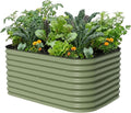 Vego garden 26 Extra Tall Raised Garden Bed Kits 6 in 1 Modular Raised Planter Box for Vegetables Flowers Fruits Oval Metal Raised Garden-Olive Green