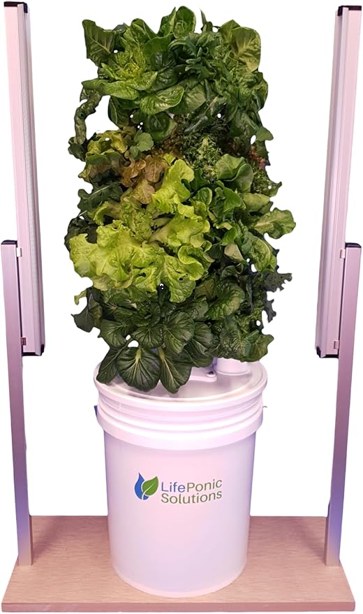 Mini Tower Growing System Vertical Planter 20 Plants Indoor Garden Optimized for Leafy Greens with LED Grow Lights (Horizontal)