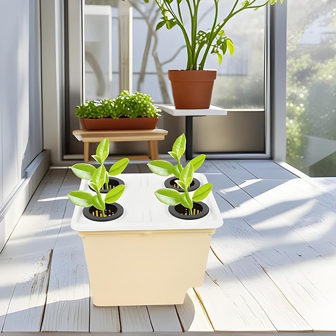 Hydroponic Planter Easy Setup 30x25x23cm Soilless Grow Container Indoor Gardening Bucket Water-Efficient for Windowsill Balcony Greenhouse Tomato Cucumber Fruit