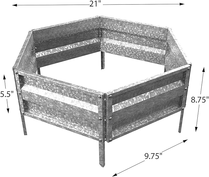 Galvanized Raised Garden Bed - 21 L x 9.75 W x 5.5 H Raised Garden Beds Outdoor Hexagonal Planter Box Kit for Flowers Vegetables Fruits or Herbs - Raised Bed Garden Planters by Pure Garden