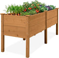 Best Choice Products 72 x 24 x 30 Raised Garden Bed with Extra Deep 16 Depth Elevated Wood Planter Box Stand for Backyard Patio Balcony Natural Fir Wood - Acorn Brown