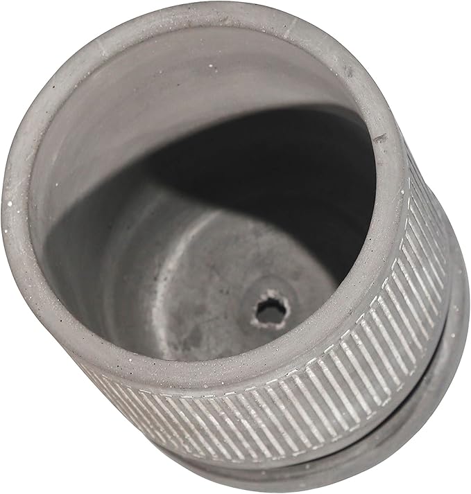 6 LINE Pattern Planter W Saucer Gray
