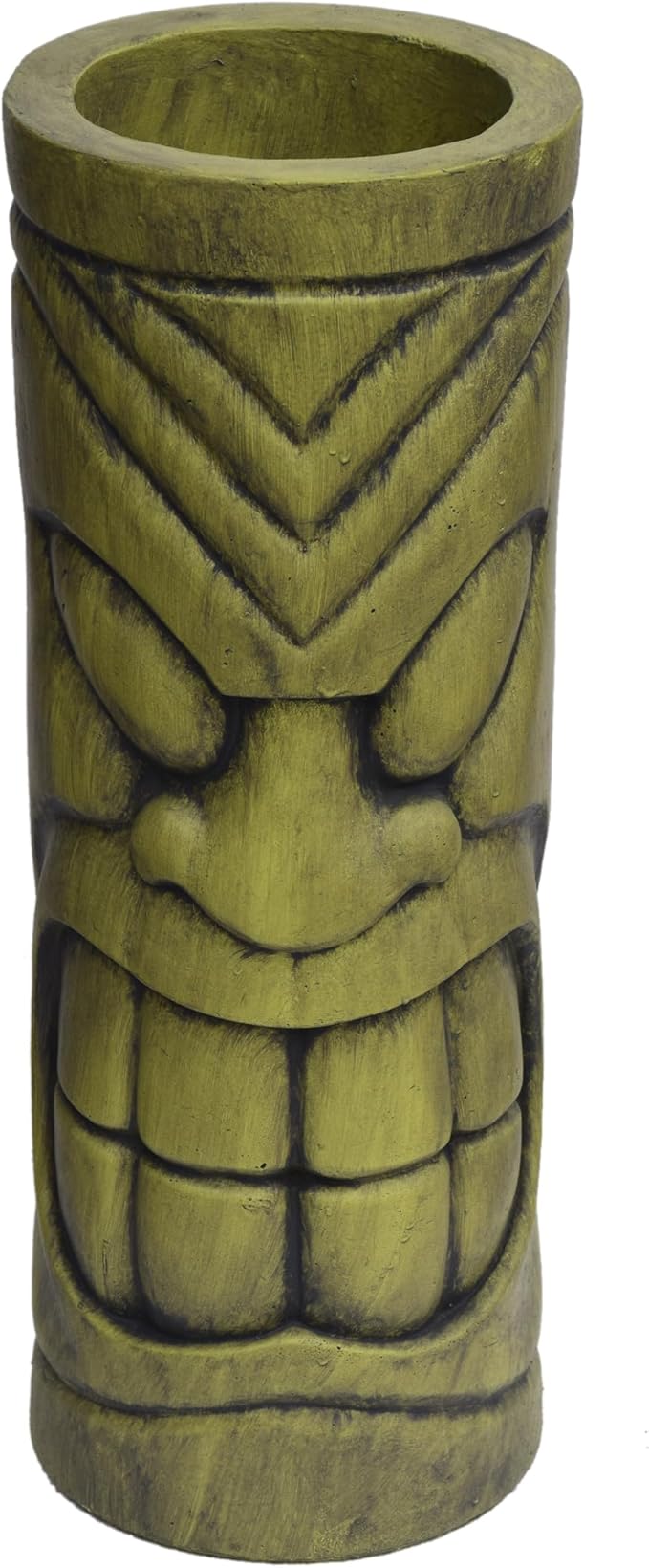 Stone Statue Urn Planter Decorative Face Plant Pot Antique Green