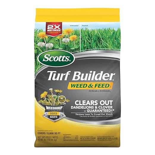 Scotts Turf Builder Weed and Feed3 - Weed Killer Plus Lawn Fertilizer Controls Dandelion and Clover Grass Fertilizer For Up To 15000 sq. ft. 42.87 lbs.