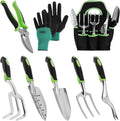 Gardening Tools Set of 8 Heavy Duty Garden Tool Set with Storage Bag Outdoor Hand Tools Gardening Tool Set with Non-Slip Rubber Grip Gardening Hand Tools for Planting Gardening Kit