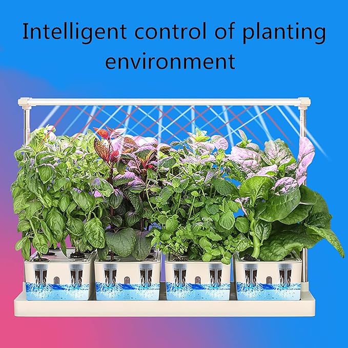 Hydroponics Growing System Indoor Herb Garden with 3 Kinds of Led Grow Light 20h Timer 75cm Adjustable Light Stand Separate Planting Box Water Inlet Design Smart Garden Hydroponic