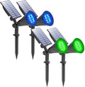 T-SUNUS Solar Landscape Spotlights Solar Powered Spot Wall Light 2 Modes IP65 Waterproof Outdoor Solar Landscaping Lights for Yard Garden Garage 2 Pack Blue&ampGreen