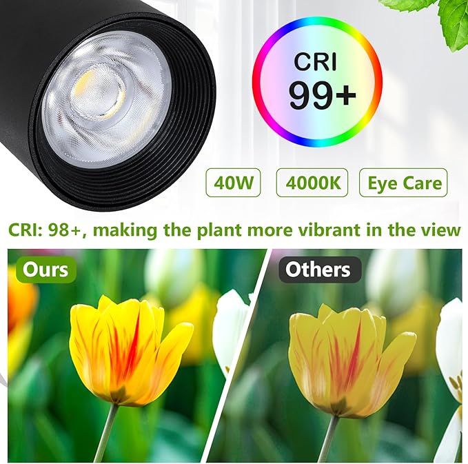 HMVPL 40W Grow Lights Stand for Indoor Plants Full Spectrum Standing Plant Light for Indoor Growing with COB Plant Light Bulb 4/8/12H Timer Tall Growth Floor Lamp for Large Plant (6 Level Height)