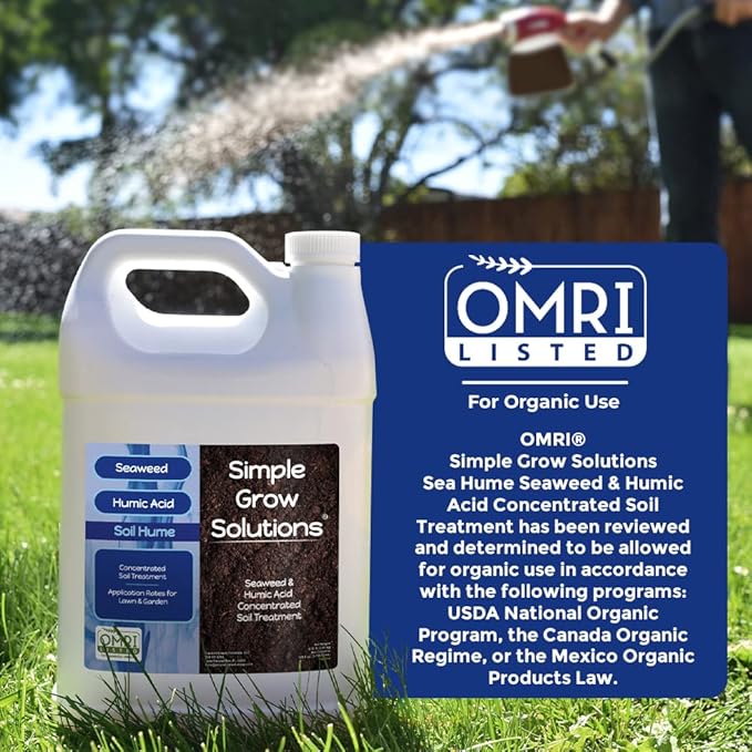 Organic Super Seaweed Humic Acid Blend- Liquid Sea Kelp for Grass and Plants - Soil Hume - Simple Grow Solutions- Natural Lawn &amp Garden Concentrated Treatment- Use with Fertilizer Program (128 Oun