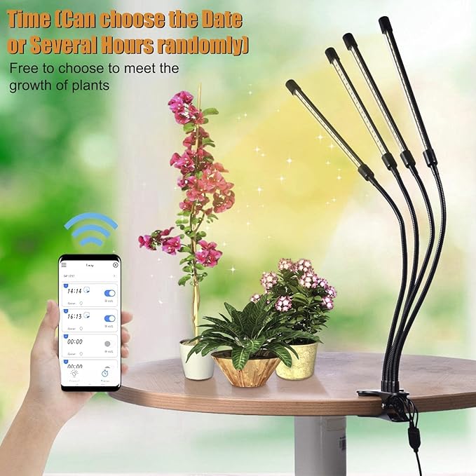 Plant Lights for Indoor Growing - Clamp-on Plant Grow Light Indoor Plant Lamp Lights Full with 4 Heads 80LEDs for Greenhouse Gardening(U.s. Regulations)