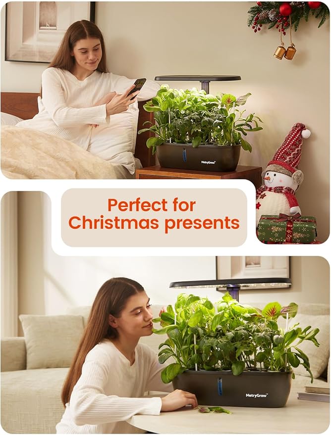 MG-15 Hydroponic Growing System Kits Smart Indoor Garden with 24W Grow LED Light Full Spectrum 15 Pods Herb Garden Planter Indoor Gardening for Gifts Kitchen