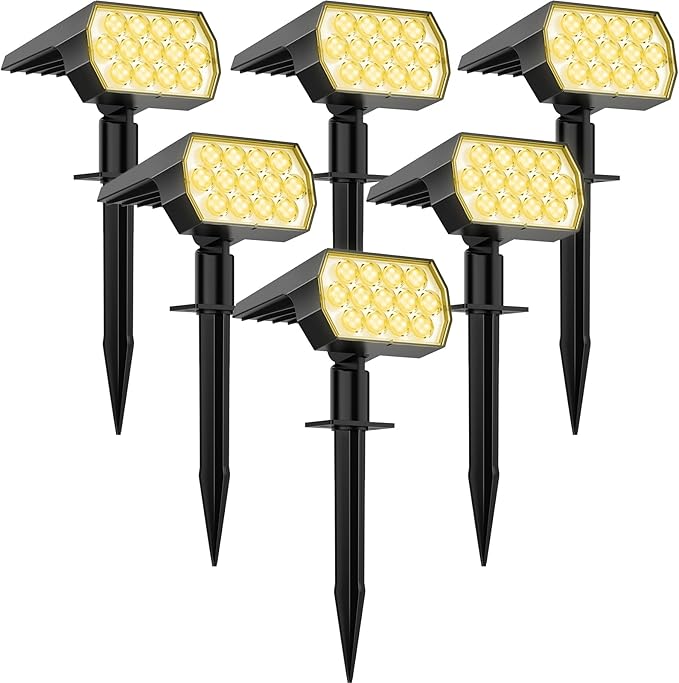 WELALO 6 Pack/65 LED/3 Modes Solar Color Changing Spot Lights Outdoor 3 Modes/4 Pack/188 LED Solar Motion Sensor Lights Outdoor