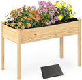 Raised Garden Bed 47 x 22.5 x 30 Elevated Planter Box w/Legs &amp Drainage Hole Wooden Planter Raised Bed for Vegetables Flowers Herbs Perfect for Outdoor Gardening Backyard Lawn Natural