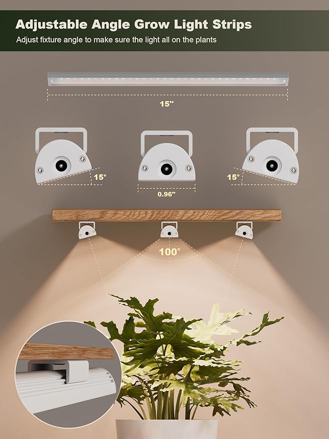 GLOWRIUM Smart Grow Lights for Indoor Plants with APP Full Spectrum Grow Lights for Seed Starting G6 Plant Light Strip with auto Timer 3 Angle dimming Levels for Plant Shelf 6-Pack (White 48W)