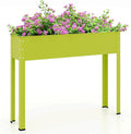 Giantex Raised Garden Bed Metal Planter Box with Legs Drain Hole Outdoor Indoor Elevated Garden Box for Vegetable Flower Herb Fruit Standing Raised Beds for Backyard Porch Balcony Green