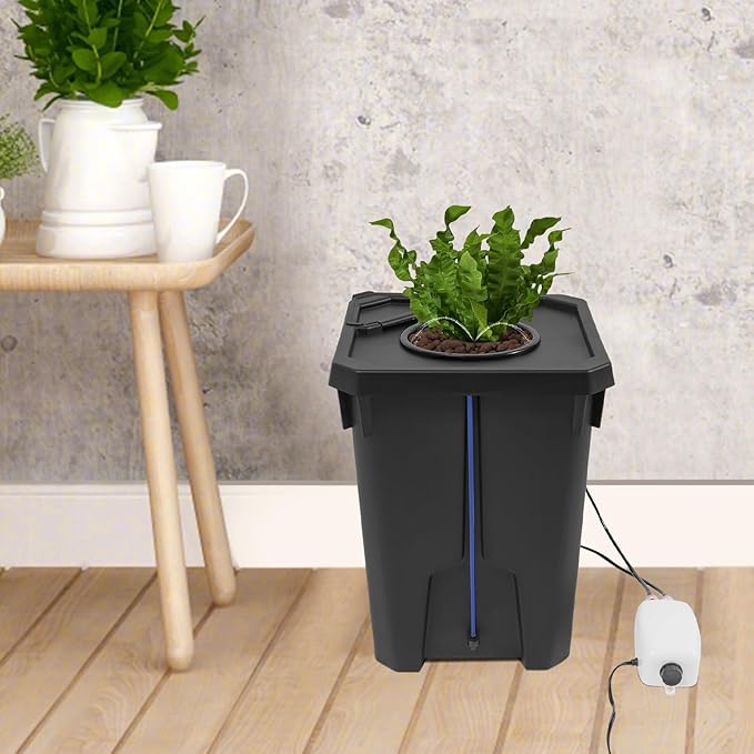 Hydroponics Growing System Kit 7 Gallon Deep Water Culture Growing Bucket Indoor Outdoor Recirculating Drip Garden System with Air Pump Hose&ampClay Pebbles for Leafy Vegetables