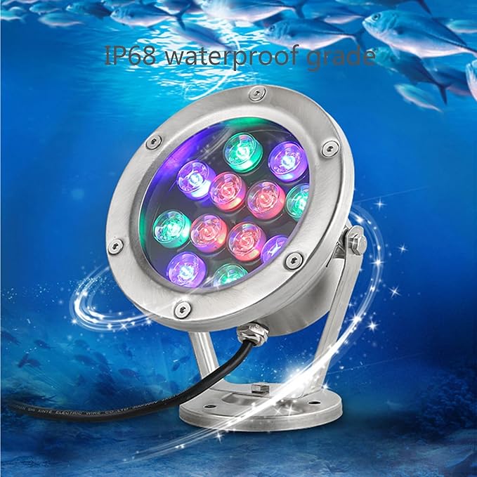 IP68 Waterproof Submersible LED Spotlights for Ponds Fountains and Pools - Low Voltage AC12/24V Outdoor Landscape Lighting