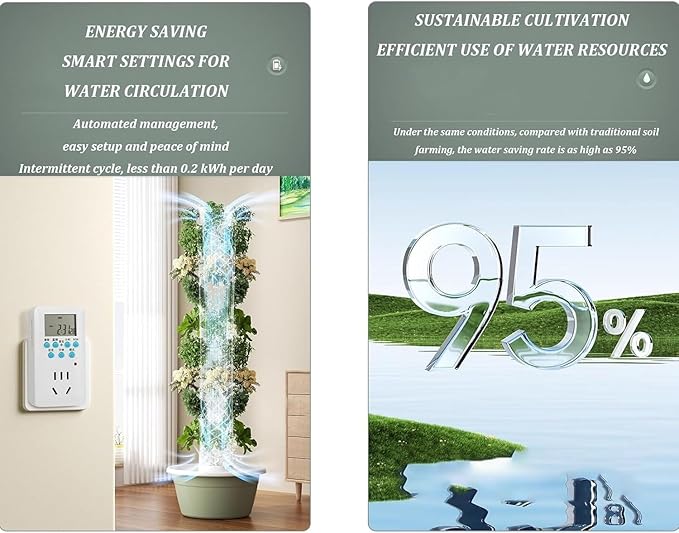 Vertical Hydroponics Growing System Indoor Smart Garden Kit with LED Grow Light &amp Pump - 5-Tier Tower for Herbs Fruits &amp Vegetables - Complete Hydroponic Setup.