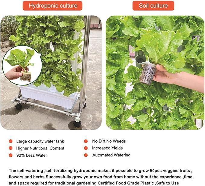 Hydroponic Tower Growing Sytem Indoor Hydroponic Grow Kit Hydroponics Growing System Hydroponic Grow System Vertical Plant with Accesories for Leafy Vegetables Easy to Install and Operate