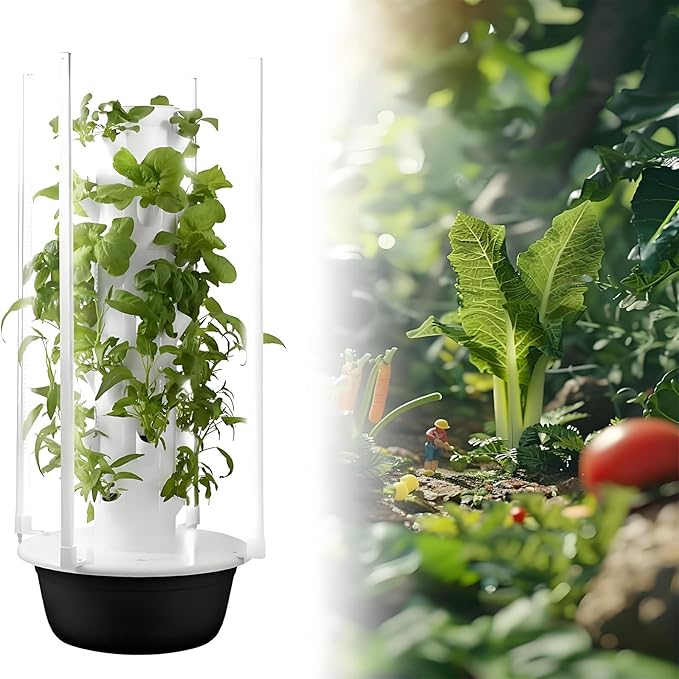 Hydroponics Growing System Tower Garden Hydroponics Growing System Indoor Smart Garden with LED Light Plants Indoor Hydroponic Vegetable Tower for Gardening Lover5 Layer
